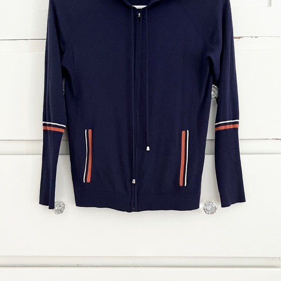 Maison de Papillon Silk Cashmere Zip Hoodie in Navy Size XS - Picture 4 of 5